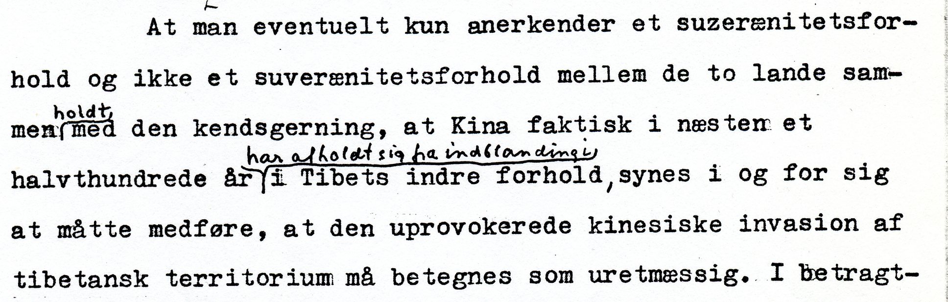 Udenrigsministeriet kokluderede den 8. december 1950, at Kinas invasion af Tibet var ulovlig 1950InvasionUlovlig.jpg