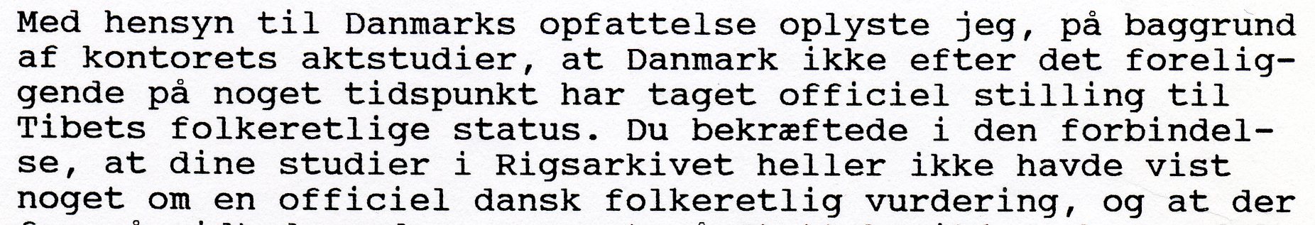 Udenrigsministeriet afviser at DK havde taget stilling til Tibets status 1996UMsvar.jpg